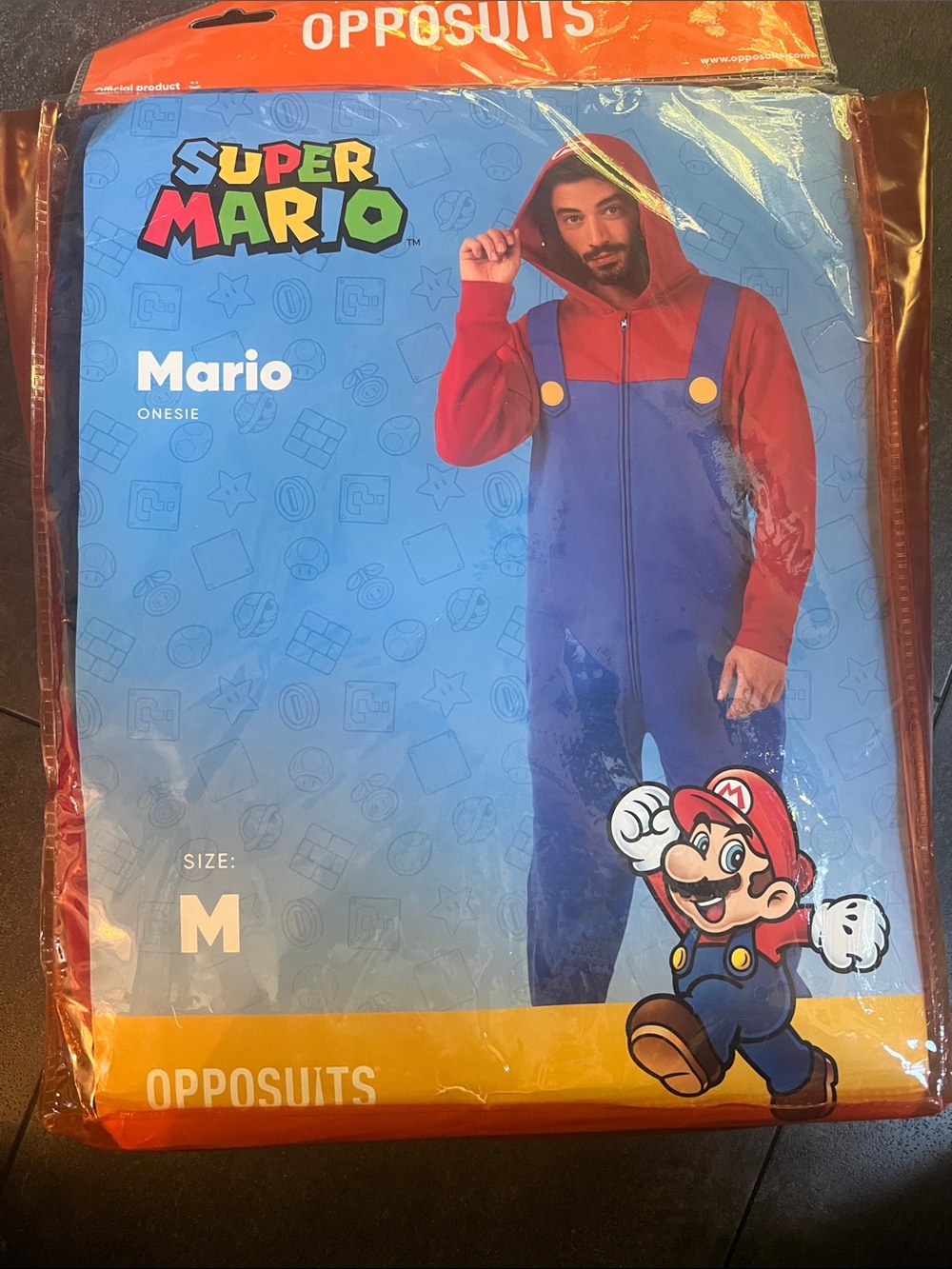 Adult Medium OppoSuits Super Mario Hooded Onesie in Red & Blue
